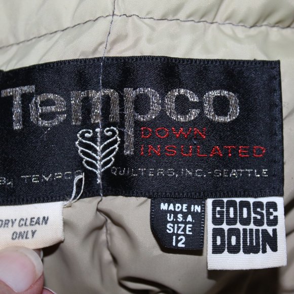 Vtg Tempco Brown Goose Down Zip Sherpa Collar Coat Jacket USA Women's S/M - Picture 9 of 12